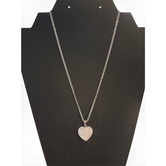 Rose Quartz Heart Pendant Necklace - Picture 2 of 3